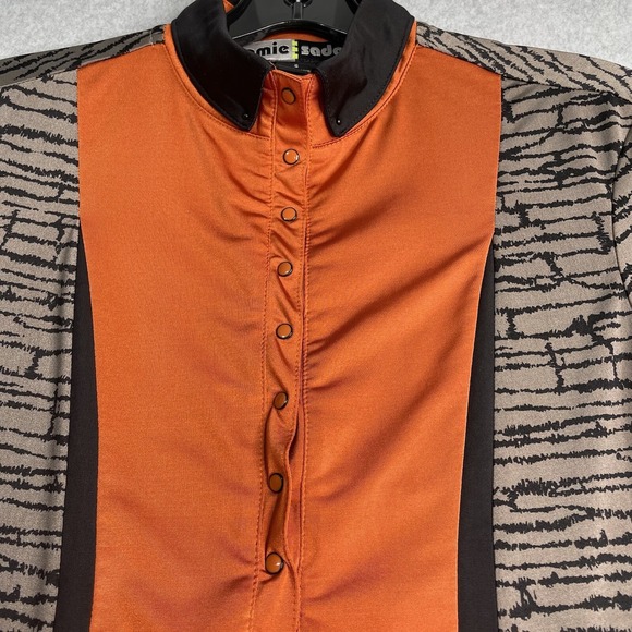 Jamie Sadock Top Womens Small Orange Black Short Sleeve Button Up Golf Shirt - Picture 3 of 10